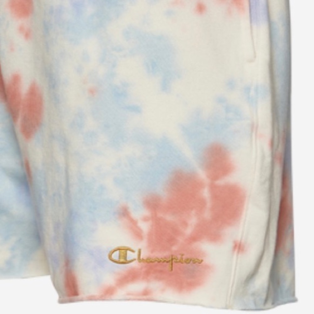 Champion Tie-Dye Athletic Shorts in Cream, Blue & Coral - Picture 7 of 11